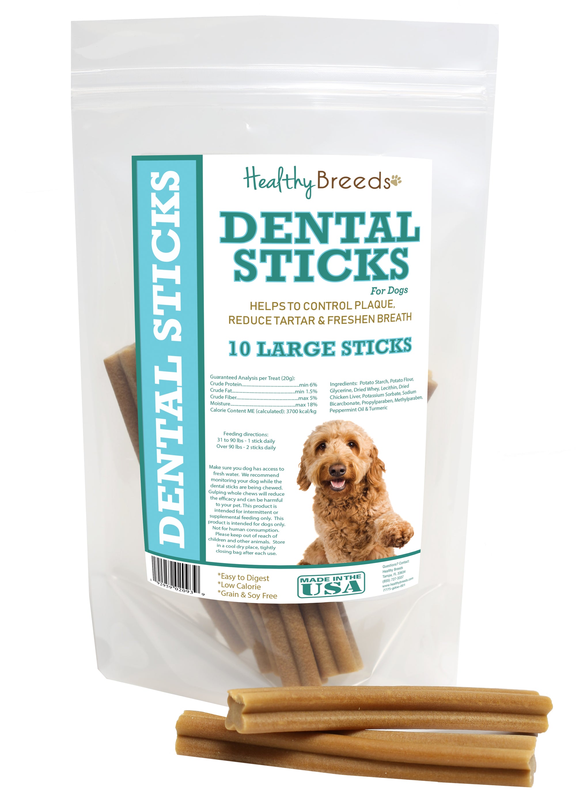 Healthy Breeds Goldendoodle Dental Sticks Large 10 Count