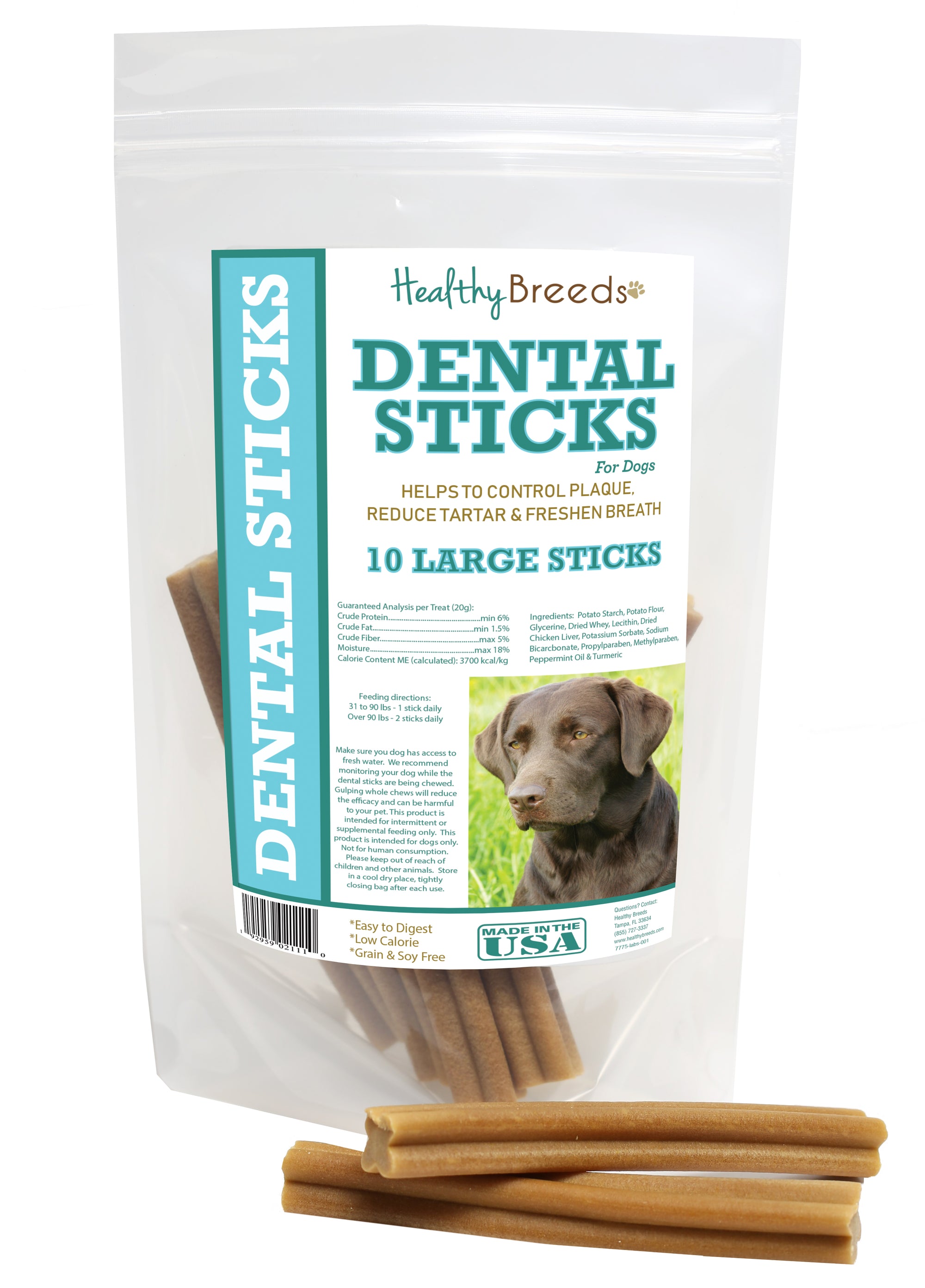Healthy Breeds Labrador Retriever Dental Sticks Large 10 Count