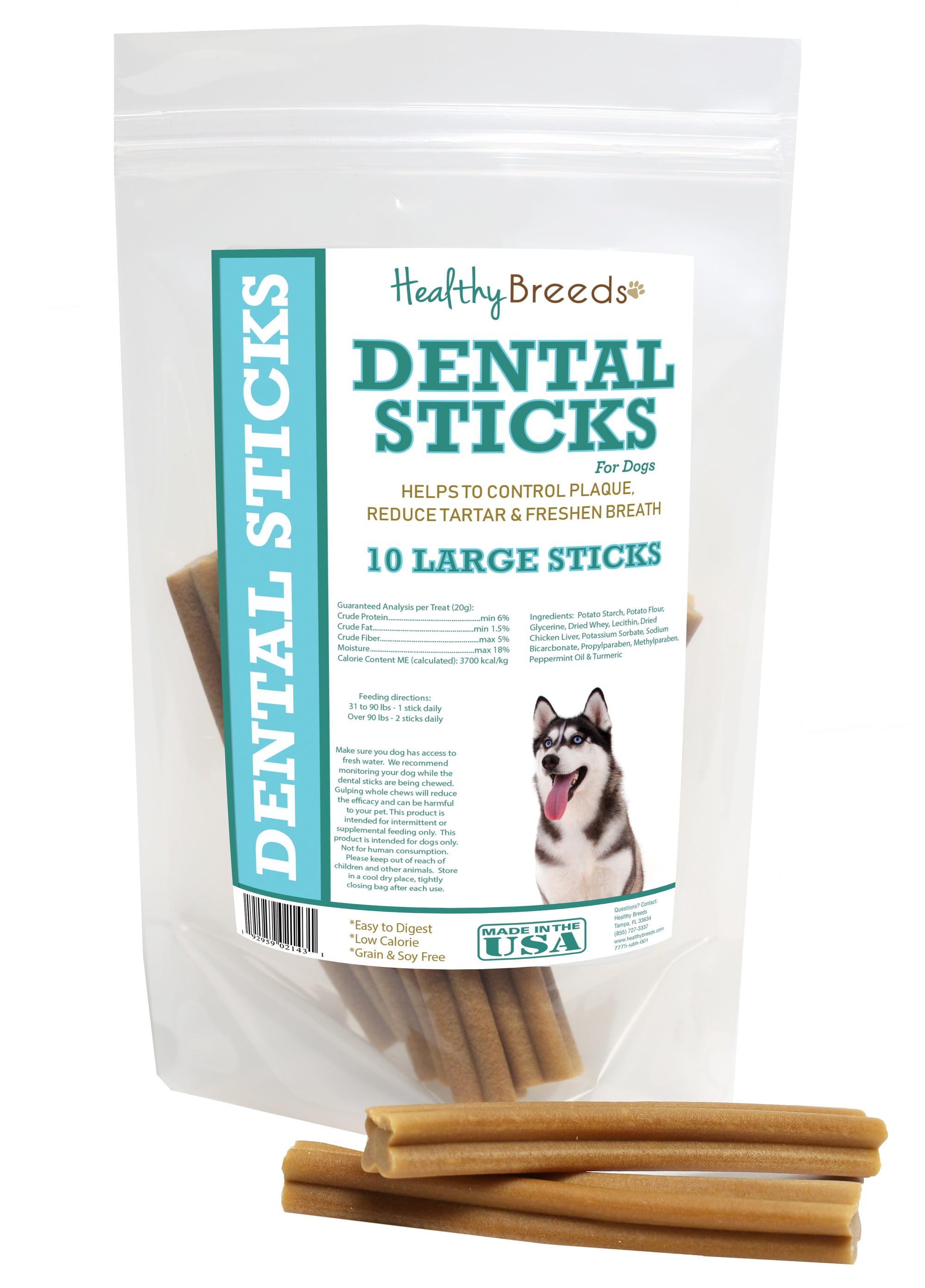 Healthy Breeds Siberian Husky Dental Sticks Large 10 Count