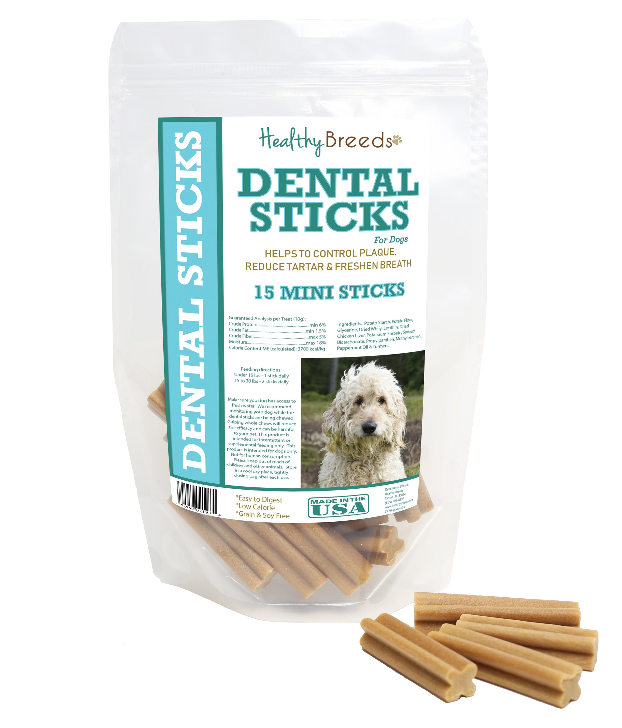 Healthy Breeds Goldendoodle Dental Sticks Minis 15 Count