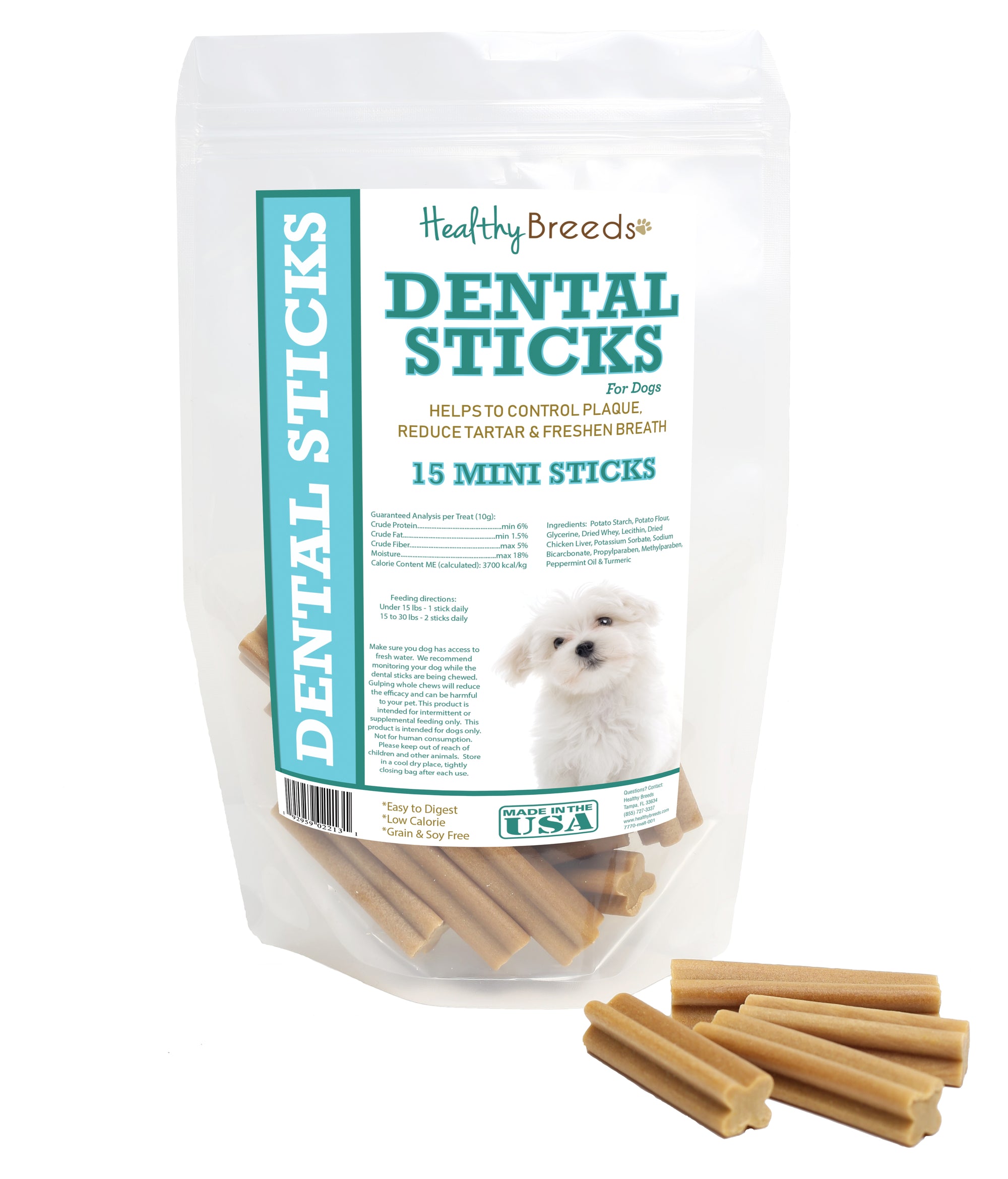 Healthy Breeds Maltese Dental Sticks Minis 15 Count