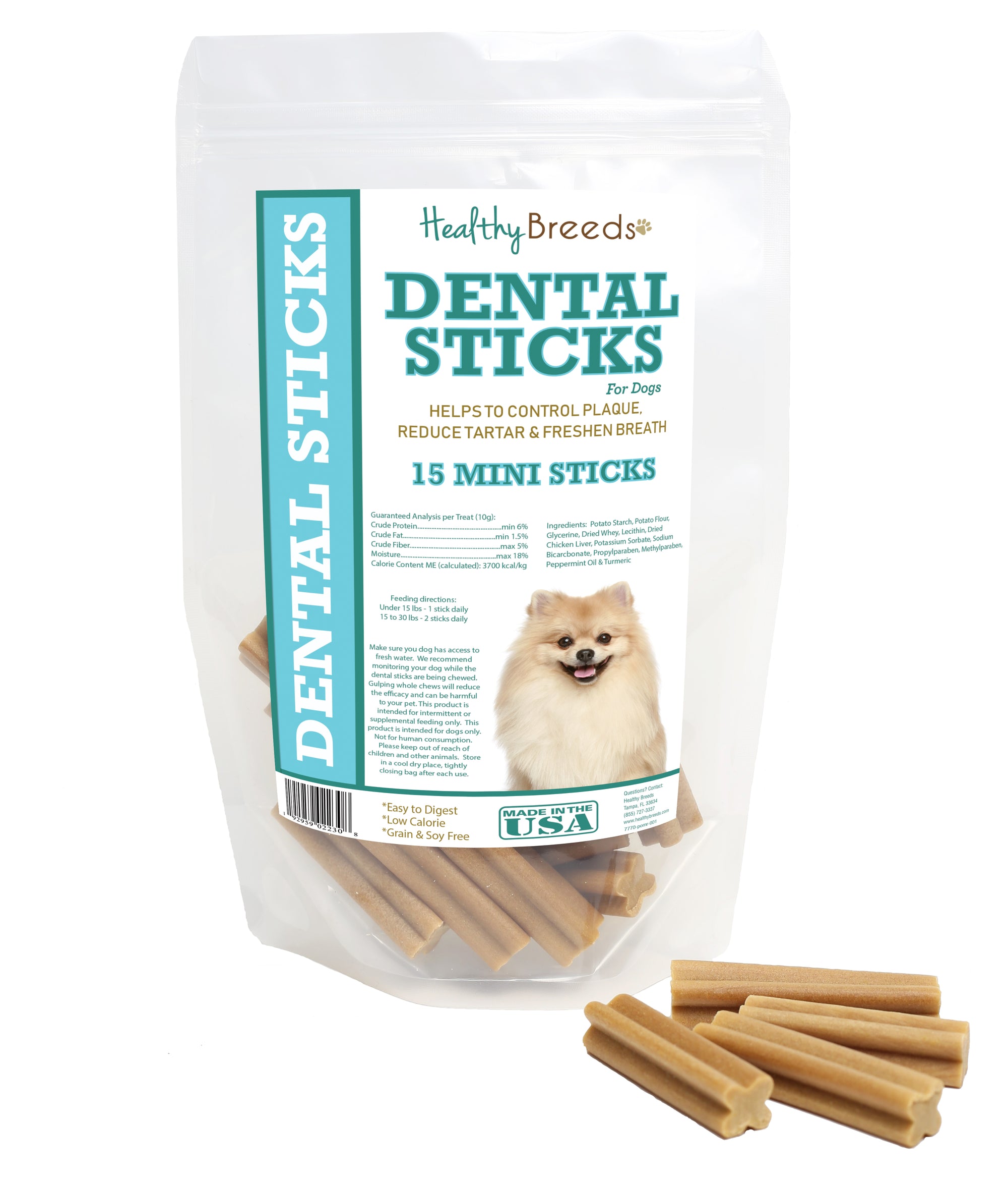 Healthy Breeds Pomeranian Dental Sticks Minis 15 Count