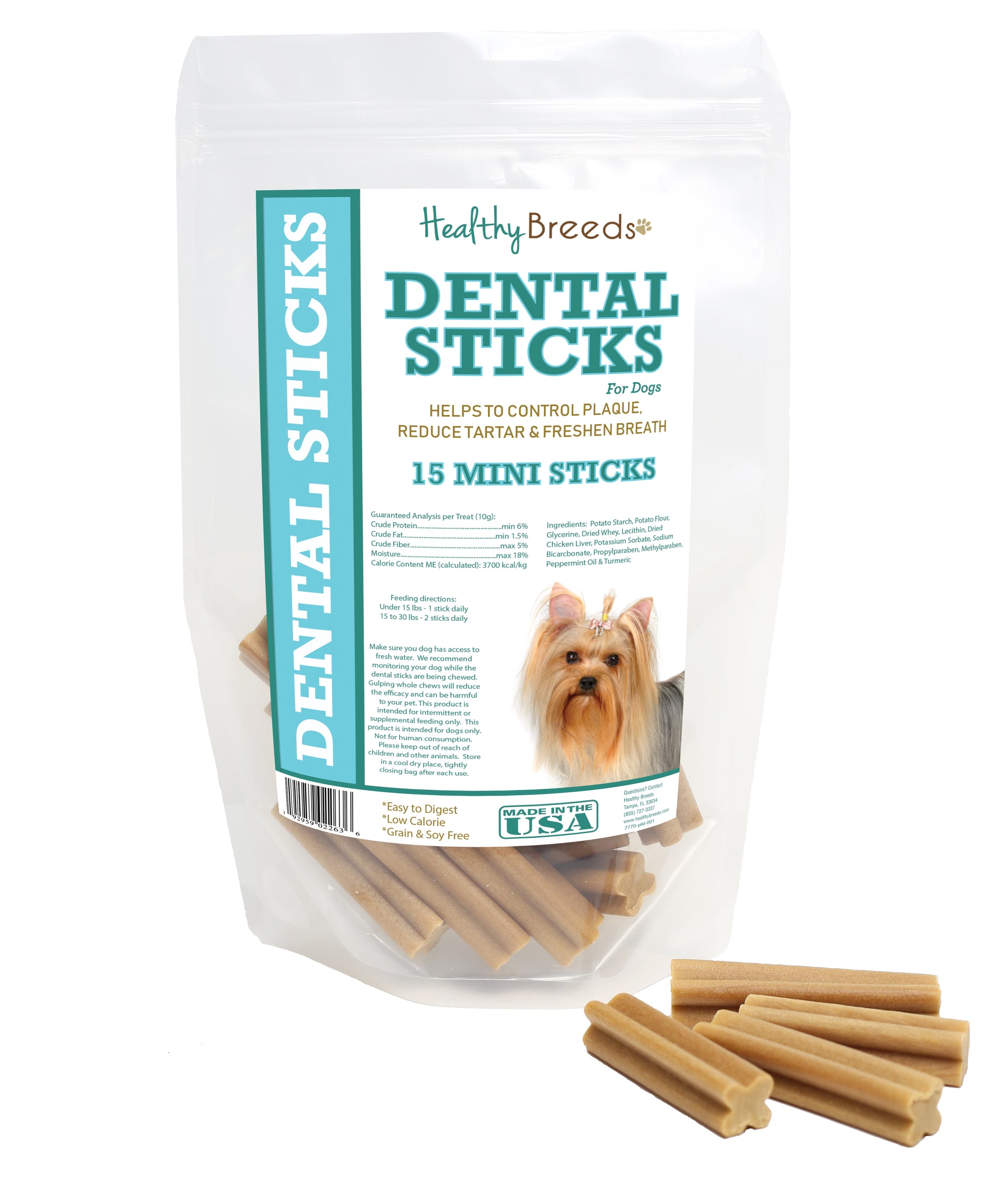 Healthy Breeds Yorkshire Terrier Dental Sticks Minis 15 Count