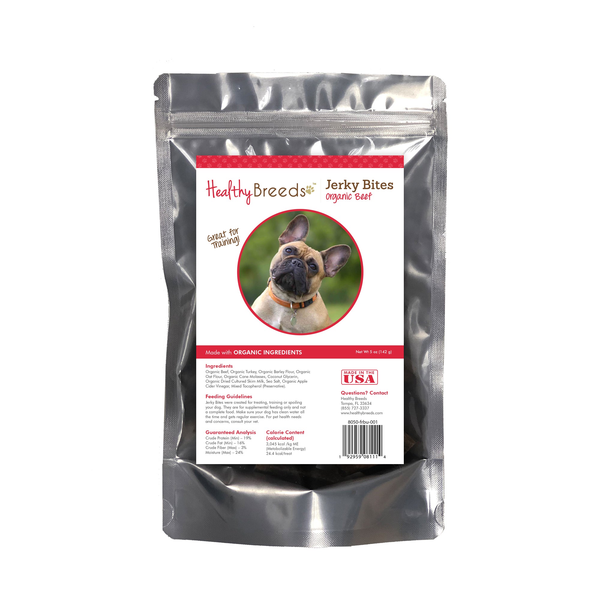 Healthy Breeds French Bulldog Jerky Bites Beef Recipe Dog Treats 5 oz