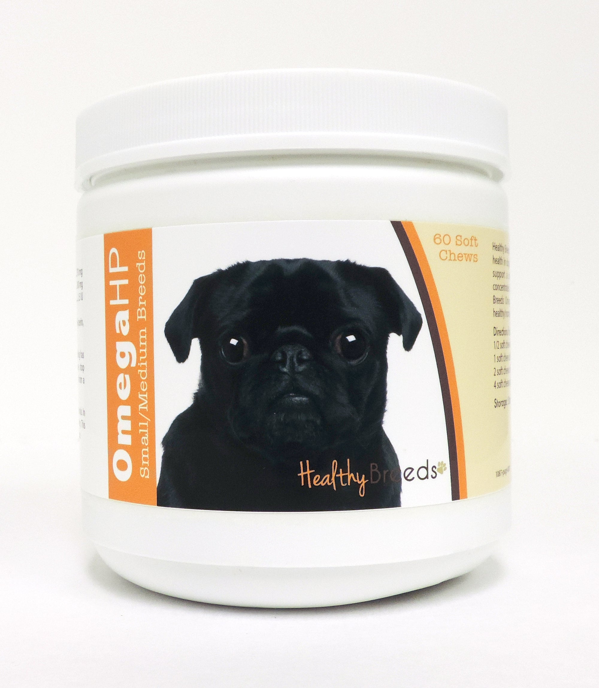 Healthy Breeds Pug Omega HP Fatty Acid Skin and Coat Support Soft Chews 60 Count