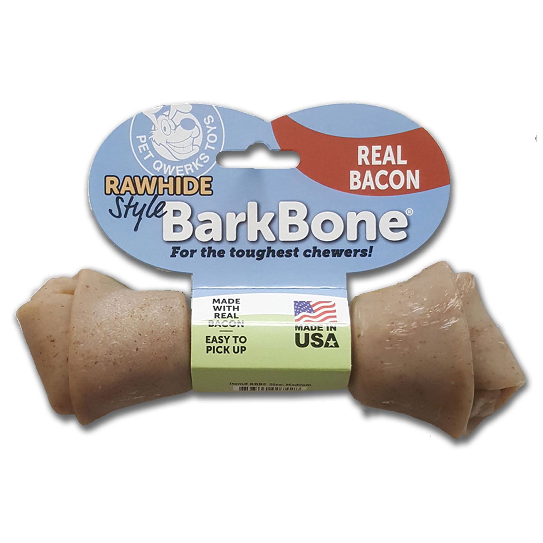 Pet Qwerks Rawhide Style Bacon Flavor BarkBone